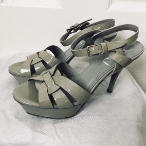 YSL Tribute 35.5 (5.5) Gray Patent Leather